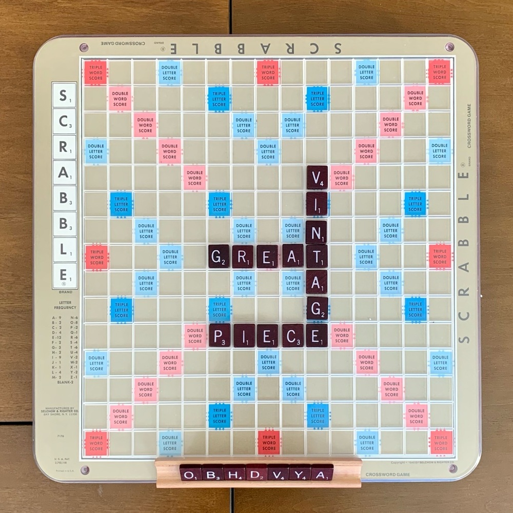 Vintage 1982 Scrabble Deluxe that SPINS, has all tiles!